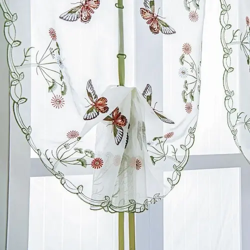 Embroidered Butterfly Sheer Curtains Room Roman Curtains Tulle  Window Japanese 3