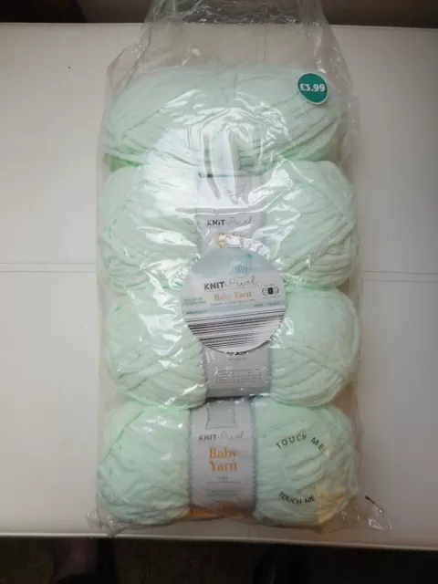 400g GREEN (SEAFOAM) BABY YARN 4 x 100g Balls So Crafty Chunky Chenille Yarn