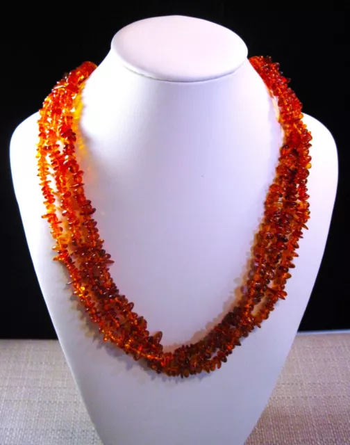 Lovely Vintage Sterling Silver 18" 3 Strand 140cttw Baltic Amber Necklace Lot 27