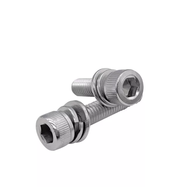 304 Rondelle a molla piatte acciaio inox testa tappo esagonale SEMS M6-M12