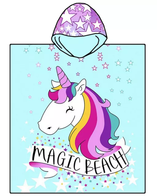 SORTIE DE BAIN, PONCHO ENFANT A CAPUCHE - LICORNE - MICROFIBRE 60X120cm- P 01 23