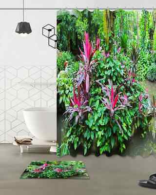 Red Leaves Of A Plant 3D Shower Curtain Waterproof Fabric Bathroom Decoration
