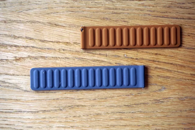 Samsung Watch 4, 5, 6 Rubber Straps x 2 - Blue and Tan - 20mm