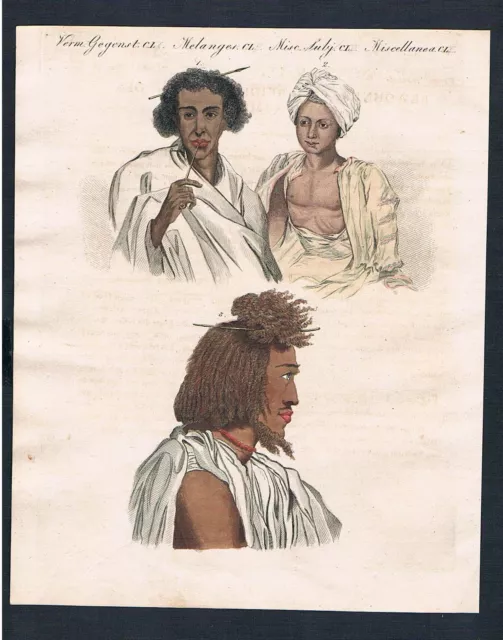 1800 - Küstenbewohner Rotes Meer Red Sea dwellers engraving Kupferstich Bertuch