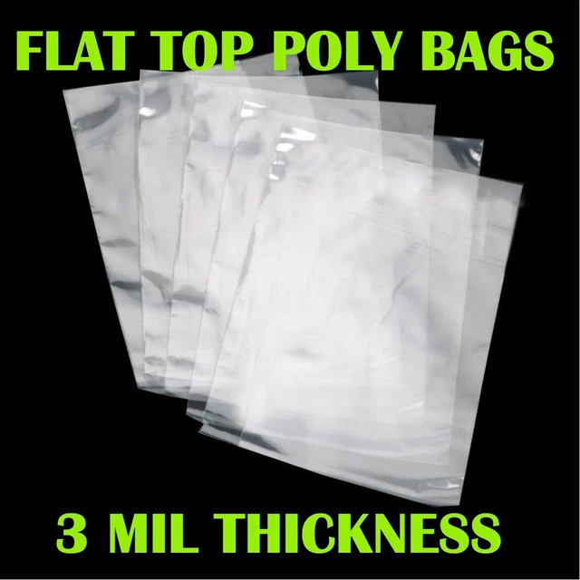100 Any Size 3Mil Flat Open Top Clear Poly Bags Plastic Packaging Package LDPE