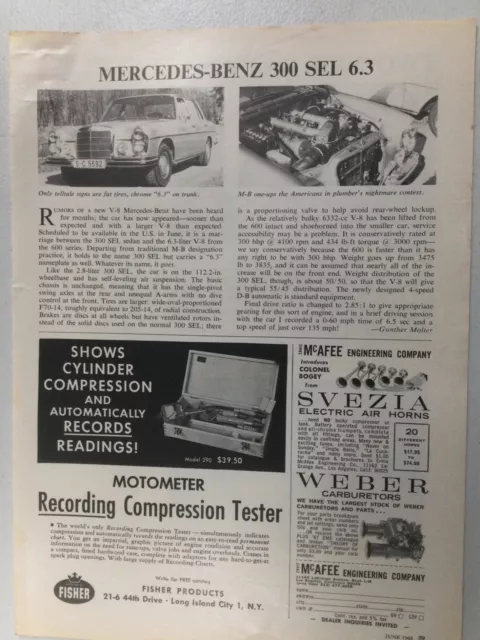 MBArt37 Article 1968 Mercedes Benz 300 SEL 6.3 June 1968 1 page