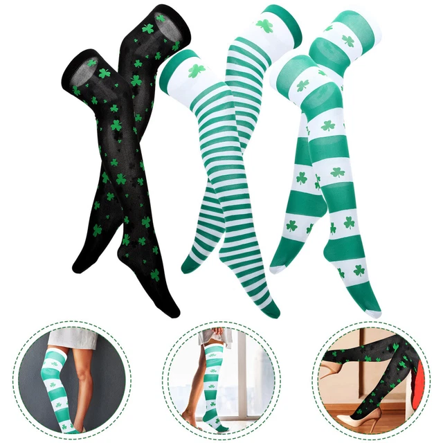 3 Pairs Gestreifter Overknee-Strumpf Socke Strumpfhosen Für Frauen Glücklich