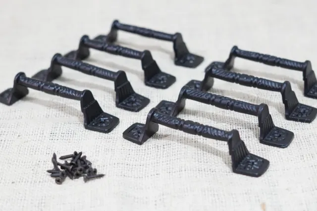 8 Cast Iron Black Barn Handle Gate Pull Shed Door Handles Fancy Drawer Pulls