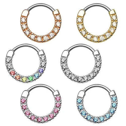 Anneau De Septum En Or Jaune 14 Carats - Avec Strass Triangle, Diamètre 1.2mm, Longueur 8mm