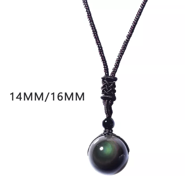 Necklace Obsidian Pendant with Braided Rope for Men Woman Blessing Beads