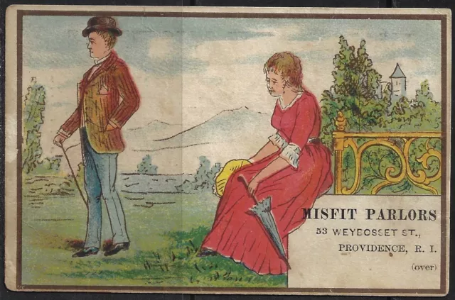 Misfit Parlors Victorian Trade Card 4.5 "x 2.75" Providence Rhode Island