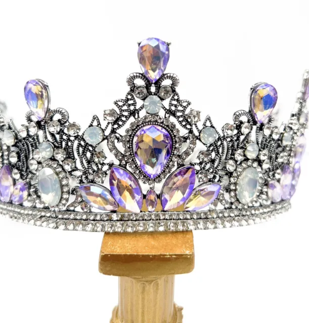 Vintage Royal Purple Gemstone Crown, Wedding Birthday Masquerade Prom Pageant