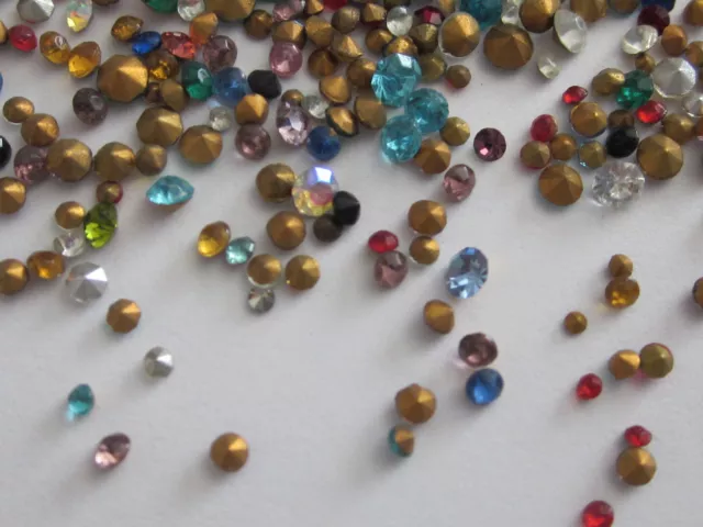 600 Tiny Small Vtg Glass Rhinestones Colors Mix Ab Clear Czech Preciosa Huge Lot 2