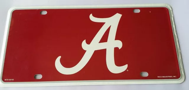 Alabama Crimson Tide A Logo NCAA Red Printed Metal License Plate Car Truck Auto