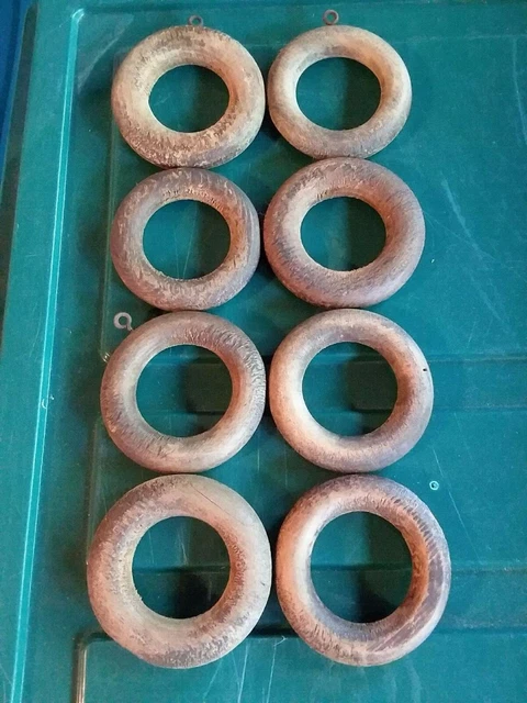 Mid Century Thick Wood Cafe Curtain Rings Primitive Farmhouse Decor MCM Retro