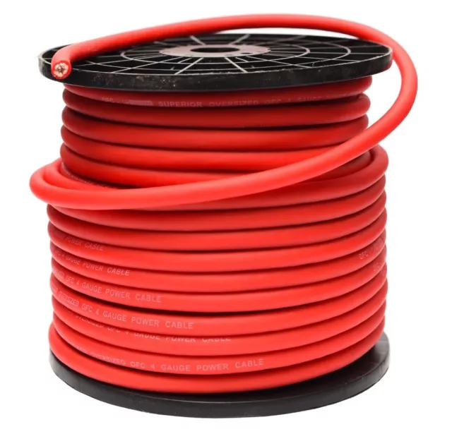 4 STÄRKE OFC ROT 25 mm2 NETZKABEL 4 AWG SAUERSTOFFFREIES KUPFER PRO METER