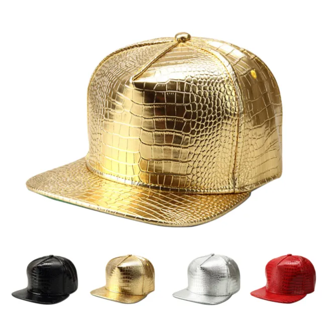 Unisex Baseball Caps PU Adjustable Hip Hop Flat Brim Hats