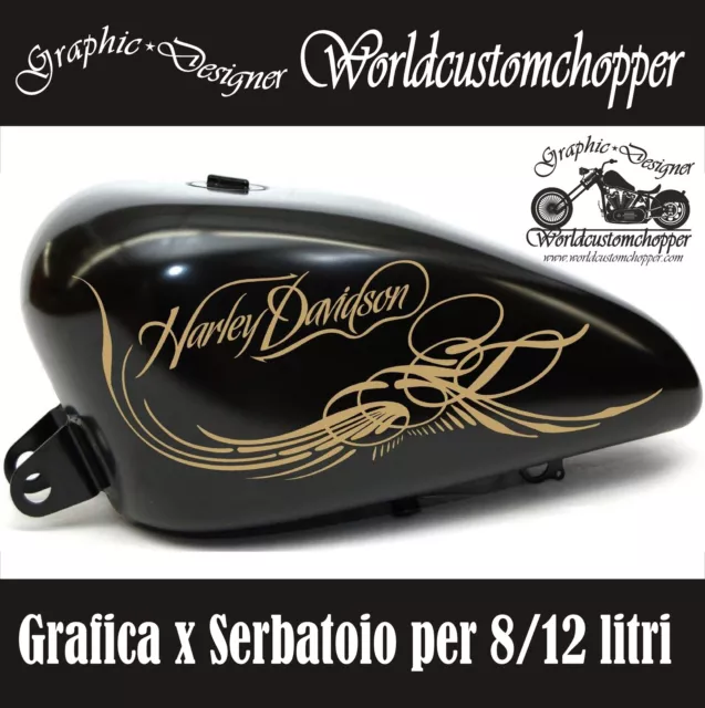 Coppia Adesivi Stickers Per Serbatoio Harley Davidson Da 8/12 Litri Serie Gold