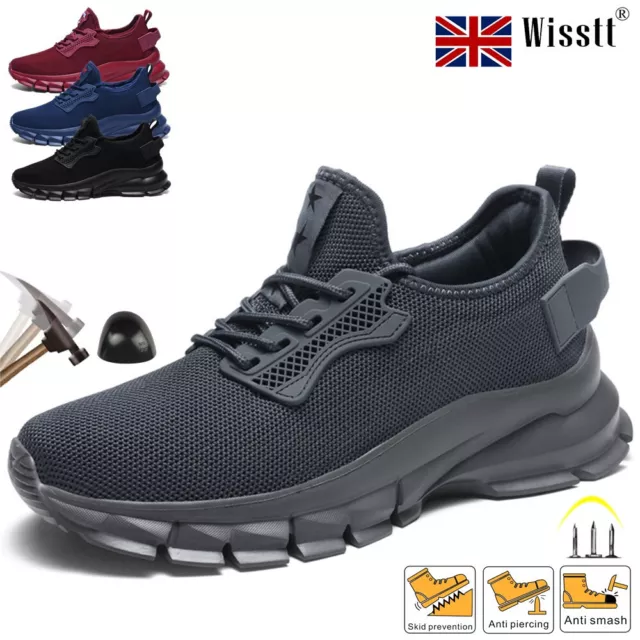 MENS STEEL TOE Cap Shoes Safety Trainers Hiking Womens Comfy Work Boots ...