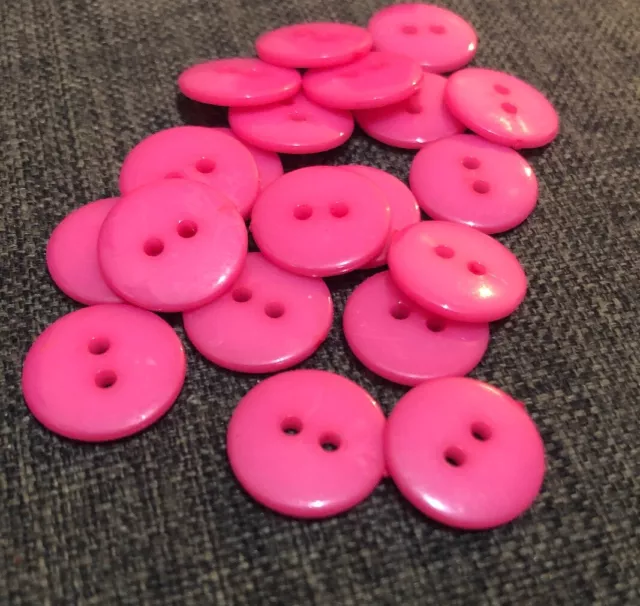 20 X Dark Pink 15 mm Two Hole Plastic Buttons- Australian Supplier