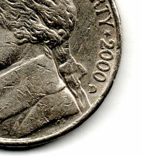 2000 D Jefferson Nickel Double Date & D/D Mintmark Error Coin Circulated #Ec34!