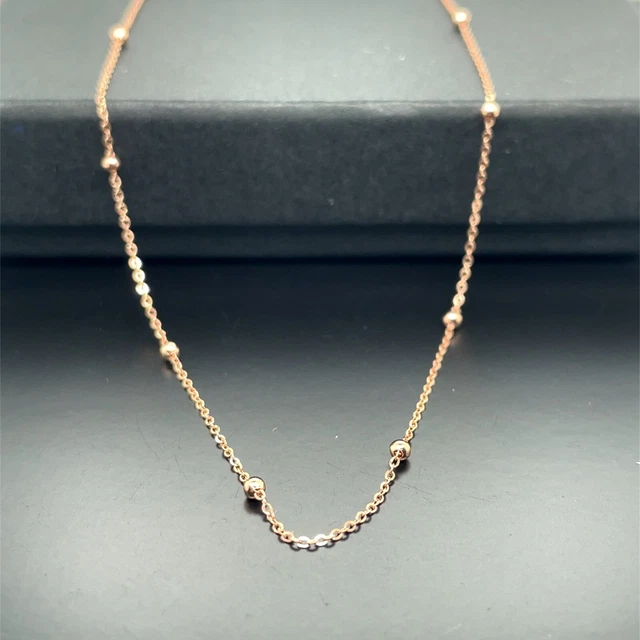 Alfred & Vincent Italian 925 Sterling Silver & 14k Rose Gold Plated Bead Chain Necklace, 16-22 Inches