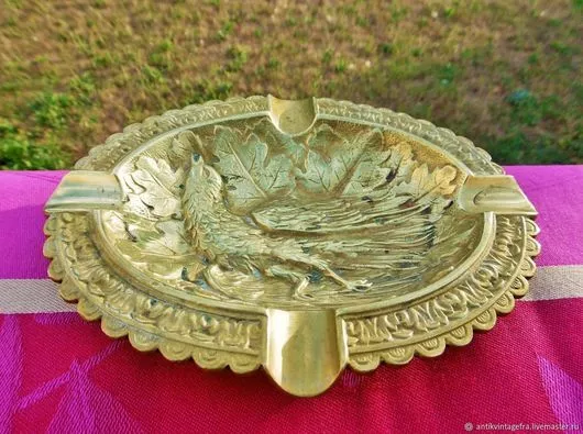 Cendrier ancien chasseur bronze art nouveau Ashtray old art nouveau bronze