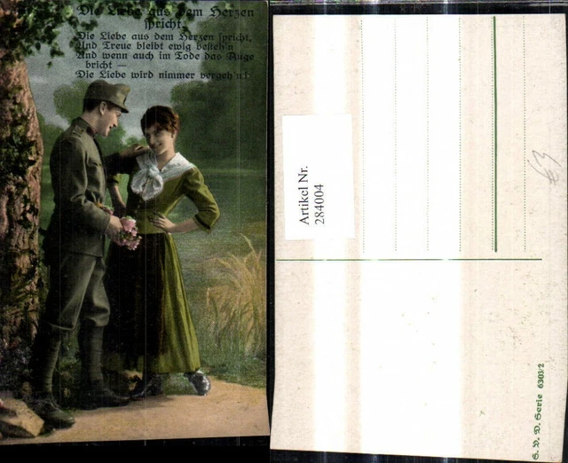 284004,LIEBE PAAR SOLDAT unter Baum Spruch Text EUR 1,50 PicClick FR