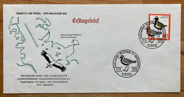 Bund 1976: Mi.Nr. 901, FDC Vogelschutz vom DBV Schleswig-Holstein