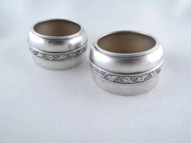 JOHN WENDT Sterling Silver Pair of Master Salts Dip Cellar Ivy Band 212 No Mono