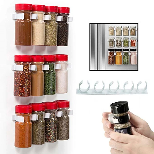 Scaffale portaoggetti cucina montaggio a parete portabottiglie spezie portabottiglie in plastica armadio a clip AGH7