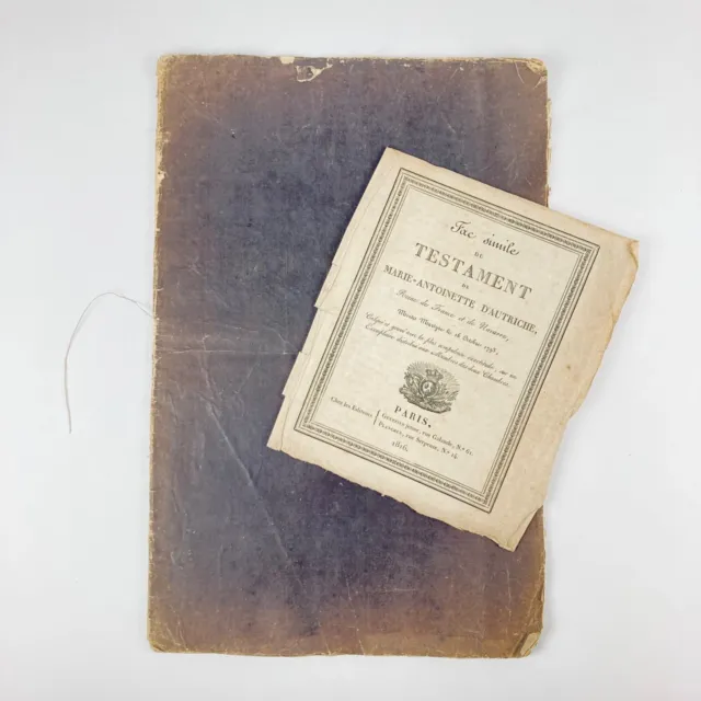 Anciens Livres Testaments Louis Xvi & Marie-Antoinette 1816-1817 Révolution