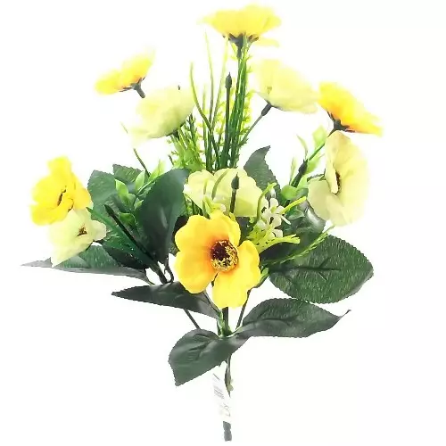 Beautiful Artificial Poppy And Grass Bunch | In 6 Colours | 10 Flower Heads NEW