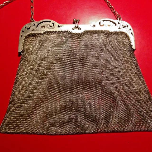 Borsetta da sera, teatro, in maglia argento marchiato 800, catenella tracolla 2