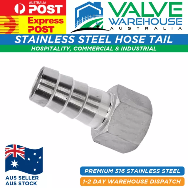 316 Stainless Steel Hose Tail Barb – Female BSP