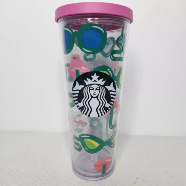 Starbucks 2014 Crazy Straws Sunglasses & Lips 24 oz Cold Cup