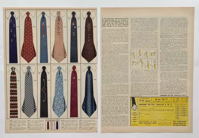 Vintage 1956 Haband Tie Company Necktie Pictures  How To Tie Prices Print Ad