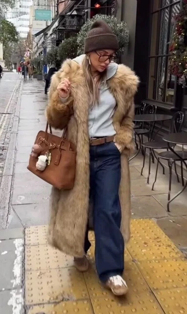 ZARA FAUX FUR COAT COLOUR: GREY LAPEL COLLAR NEW FW24 SIZES XS-XXL REF. 6318/253