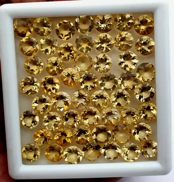 Natural Citrine Round Cut Loose Gemstone Lot 65 Pcs 7 MM 84 CT