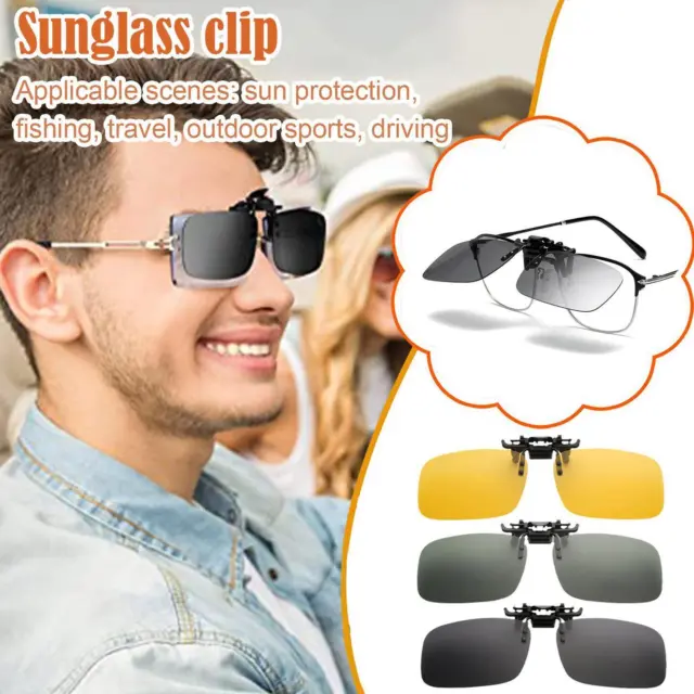 New Unisex Sunglasses Clip On Flip Up Driving Glasses Womens Nice Sun Mens K1A9