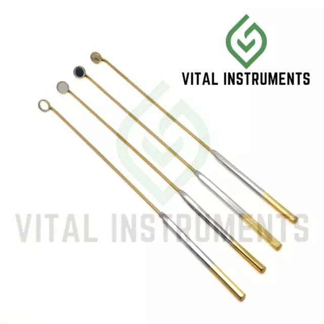 4 Laryngeal Mirror #0 Handle Boilable Custom-Made Gold German Dental Instrument