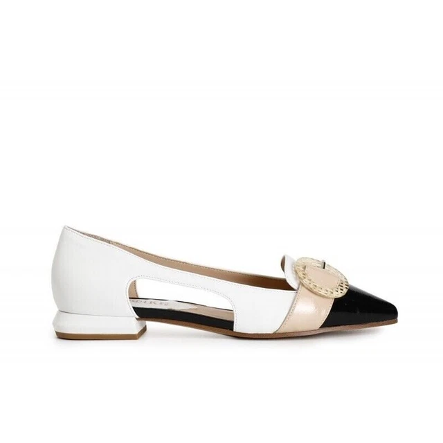 Ballerines Femme Couleur CAFE - Cuir Noir - Talon 4 Cm - Pointure 36 - Neuves Sans Emballage