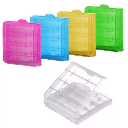 4 x Hard Plastic Case Holder Storage Box Cover for Rechargeable AA AAA Batteries