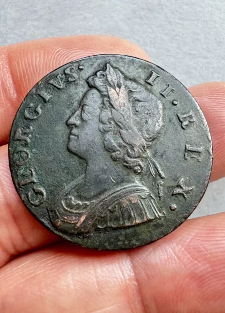 {006} 1735 Half Penny King George Ii Great Britain