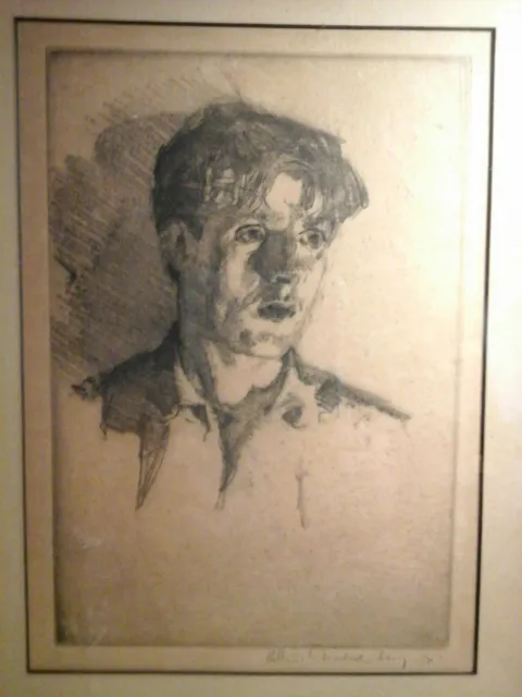 WILLIAM AUERBACH-LEVY - 1889 - 1964 - ANTIQUE 1920s ETCHING - RARE - VERY LISTED 2