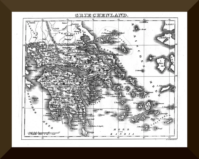 Stadt In Griechenland 6 Buchstaben ANTIKE ORIGINAL LANDKARTE +GRIECHENLAND+ 1838 +Kupferstich+GREECE old