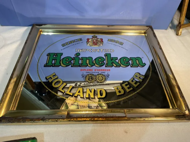 vintage beer mirror Heineken Mirror 1980’s Mechanical Mirror Works
