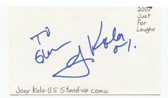Joey Kola Signed 3x5 Index Card Autographed Signature Comedian Comic Actor