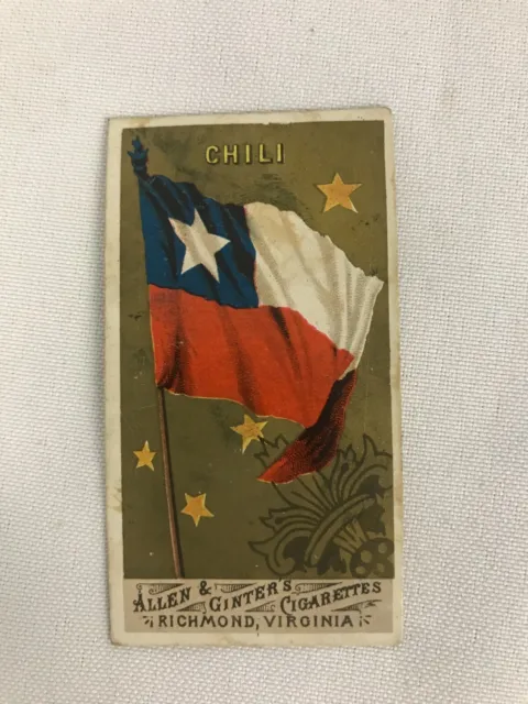 1887 Allen & Ginter Tobacco Card Flags Of All Nations Curved Header Chili