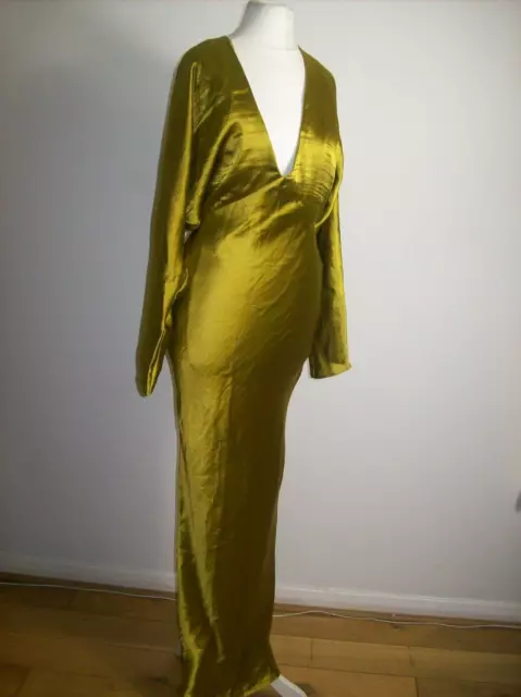ASOS DESIGN maxi dress batwing sleeve bias cut in olive Size UK 8